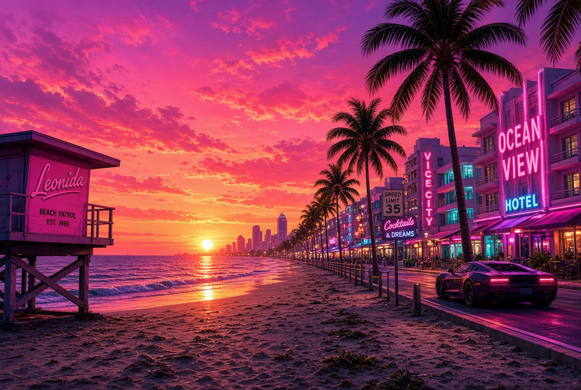 Leonida beach sunset